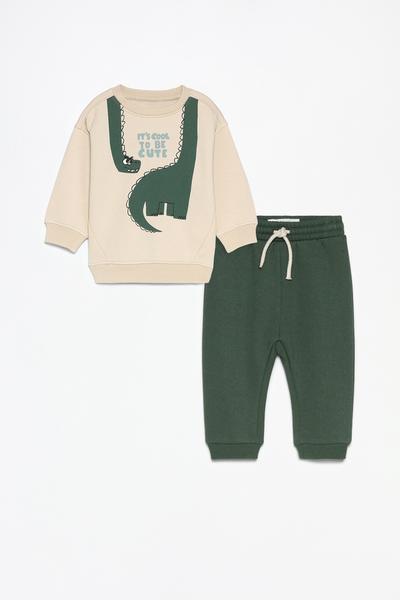 Lefties Printed plush sweatshirt and trousers co-ord