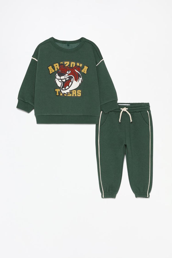 LEFTIES Plush sweatshirt with terry patch and trousers co-ord