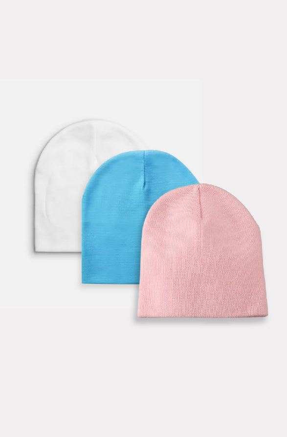 Pack of 3 Cotton Baby Beanies