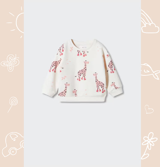 Giraffe Printed Cotton Sweatshirt