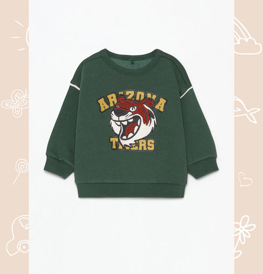 Plush sweatshirt with terry patch and trousers co-ord