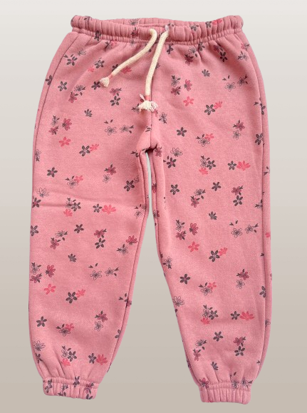 LEFTIES Tea pink flowers print fleece Trouser for girls