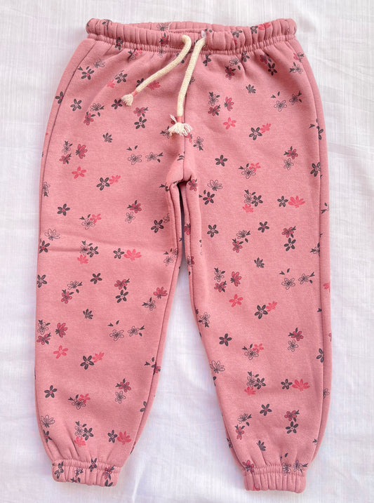 LEFTIES Tea pink flowers print fleece Trouser for girls