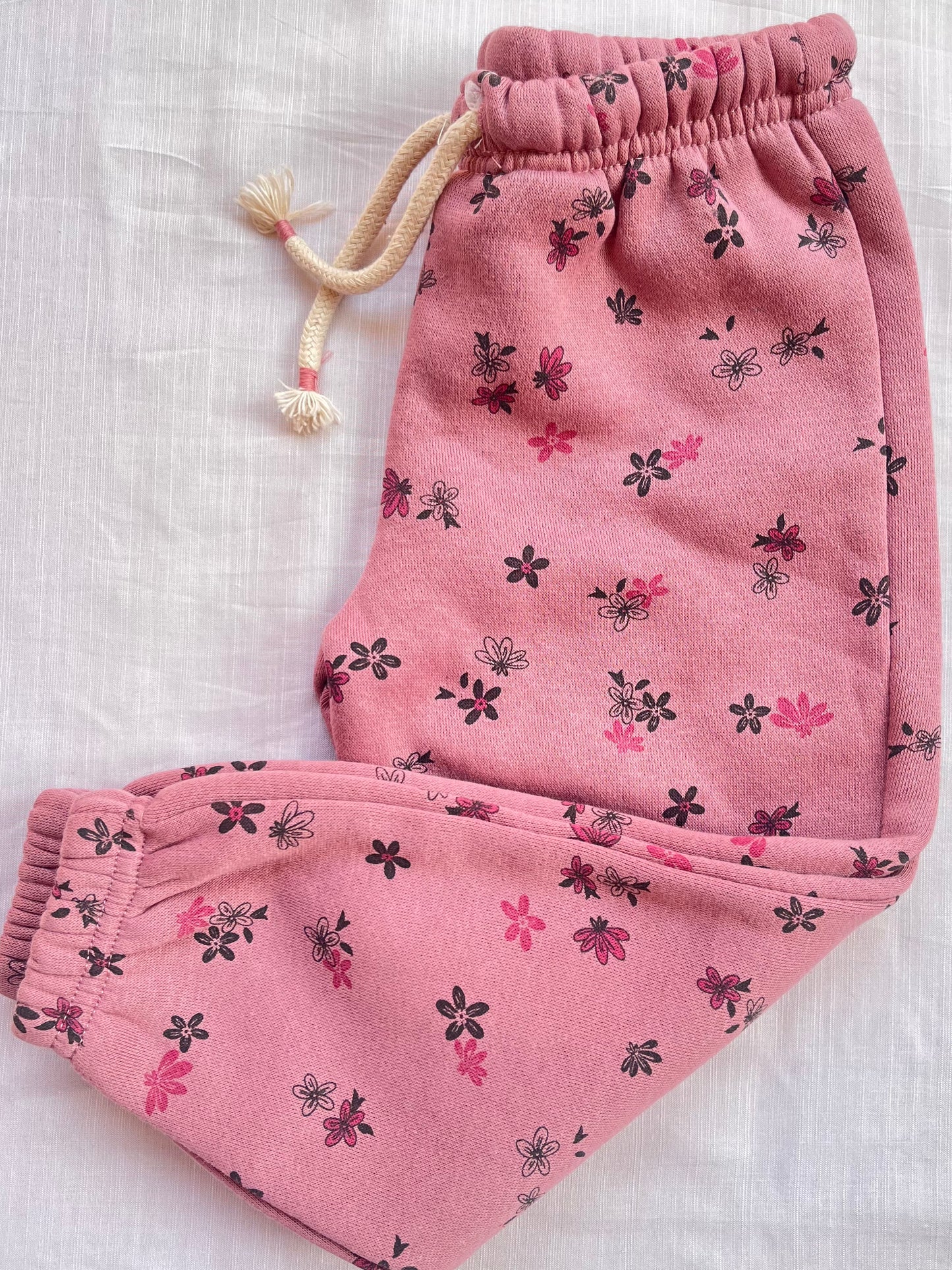 LEFTIES Tea pink flowers print fleece Trouser for girls