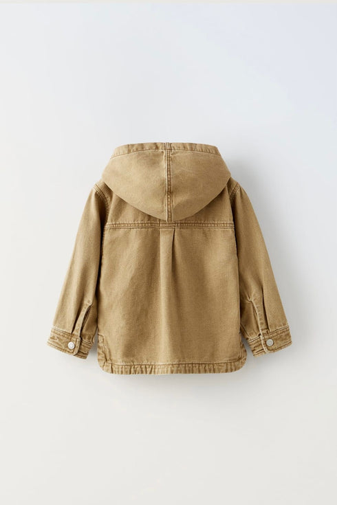 ZARA hooded jacket overshirt IN BRUSHED DENIM