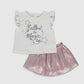 Ecru Short Sleeve Baby Girl Set