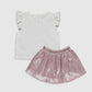 Ecru Short Sleeve Baby Girl Set