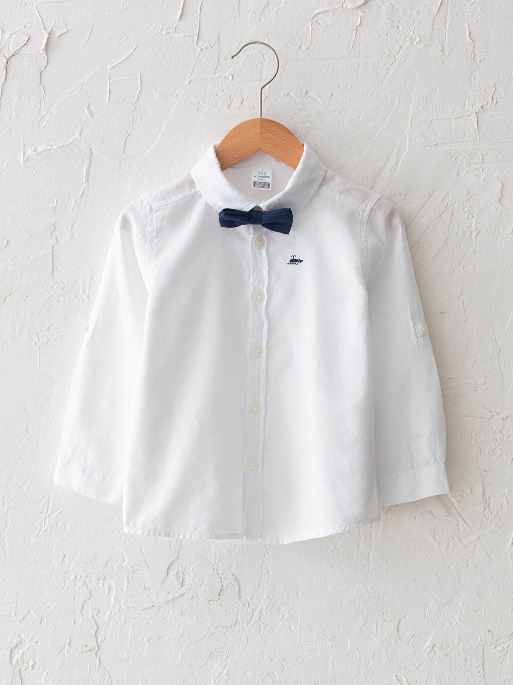 White Basic Baby Boy Shirt and Bow Tie