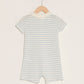 Ecru Polo Neck Short Sleeve Striped Baby Boy Jumpsuit