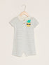 LC Waikiki Ecru Polo Neck Short Sleeve Striped Baby Boy Jumpsuit