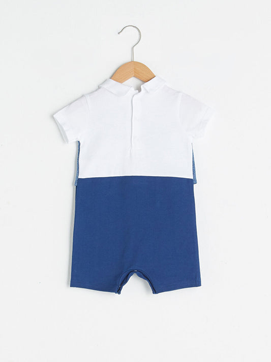 LC Waikiki White Polo Neck Short Sleeve Bow Tie Detailed Baby Boy Jumpsuit