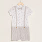 White Shirt Collar Short Sleeve Printed Baby Boy Jumpsuit