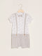 LC Waikiki White Shirt Collar Short Sleeve Printed Baby Boy Jumpsuit