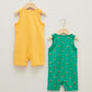 Orange Crew Neck Printed Baby Boy Jumpsuit 2-Pack