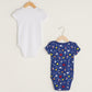 White Crew Neck Short Sleeve Printed Cotton Unisex Baby Snap Bodysuit 2-Pack