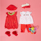 LC Waikiki Crew Neck Short Sleeve Printed Baby Girl Jumpsuit and Hat 2-Piece Set