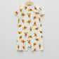 Orange Crew Neck Short Sleeve Winnie the Pooh Printed Cotton Baby Boy Jumpsuit 2-Pack