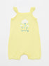 LC Waikiki Yellow Square Neck Strap Printed Cotton Baby Girl Jumpsuit 2-Pack