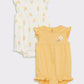 LC Waikiki Ecru Crew Neck Printed Cotton Baby Girl Jumpsuit 2-Pack