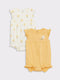 LC Waikiki Ecru Crew Neck Printed Cotton Baby Girl Jumpsuit 2-Pack