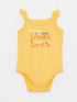 LC Waikiki Yellow Square Neck Strappy Cotton Printed Baby Girl Snap Bodysuit 2-Pack