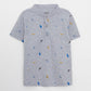 Gray Mandarin Collar Short Sleeve Printed Cotton Baby Boy T-Shirt