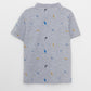 Gray Mandarin Collar Short Sleeve Printed Cotton Baby Boy T-Shirt