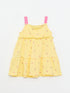 LC Waikiki Yellow Square Neck Strap Printed Baby Girl Dress