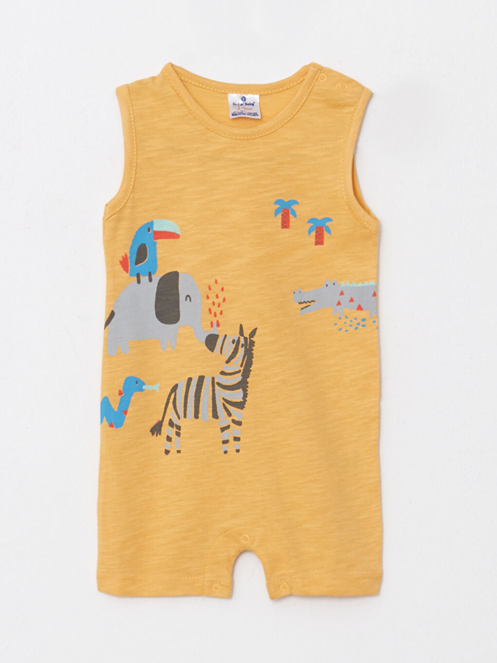 Yellow Crew Neck Baby Boy Jumpsuit