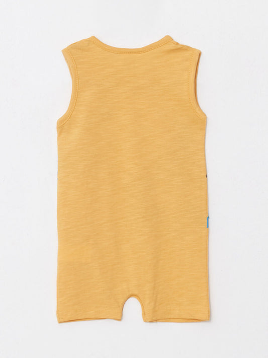 Yellow Crew Neck Baby Boy Jumpsuit