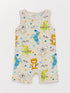 LC Waikiki Turquoise Crew Neck Printed Baby Boy Jumpsuit 2-Pack