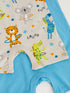 LC Waikiki Turquoise Crew Neck Printed Baby Boy Jumpsuit 2-Pack