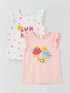 LC Waikiki Pink Crew Neck Printed Baby Girl Tank Top 2-Pack