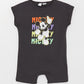 Anthracite Crew Neck Short Sleeve Mickey Mouse Printed Baby Boy Jumpsuit