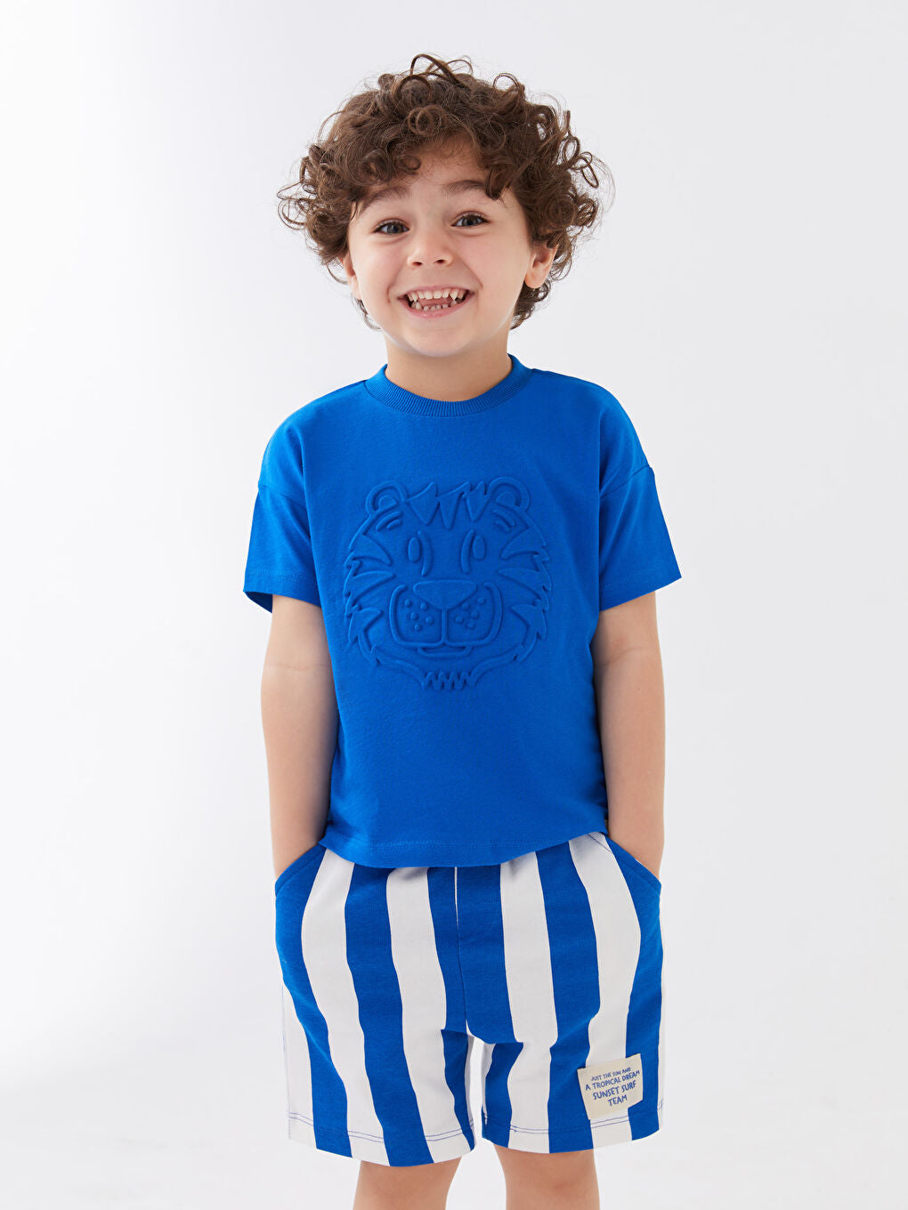 Blue Crew Neck Printed Baby Boy T-Shirt