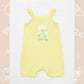 Yellow Square Neck Strap Printed Cotton Baby Girl Jumpsuit 2-Pack