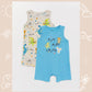 Turquoise Crew Neck Printed Baby Boy Jumpsuit 2-Pack