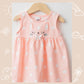 Pink Crew Neck Printed Cotton Baby Girl Dress