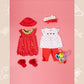 Crew Neck Short Sleeve Printed Baby Girl Jumpsuit and Hat 2-Piece Set