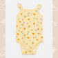 Yellow Square Neck Strappy Cotton Printed Baby Girl Snap Bodysuit 2-Pack