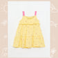 Yellow Square Neck Strap Printed Baby Girl Dress