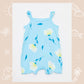 Yellow Square Neck Strap Printed Cotton Baby Girl Jumpsuit 2-Pack