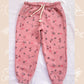 Tea pink flowers print fleece Trouser for girls