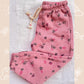 Tea pink flowers print fleece Trouser for girls