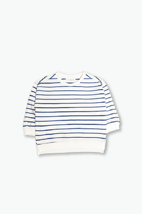 Mango Crew Neck with Blue Striped Boy Sweatshirt